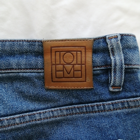 Toteme Straight Leg Mid Rise Ankle Crop Jeans Mid Blue 28 - Picture 7 of 16